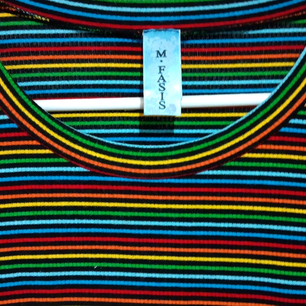 M.fasis long sleeve rainbow stripe shirt.